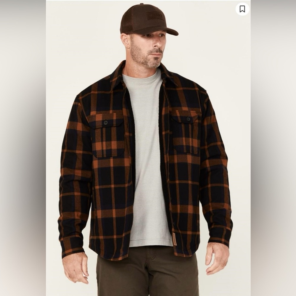 Lucky Brand Workwear Men's Sherpa Lined Insulated Flannel Work Shirt Jacket Med